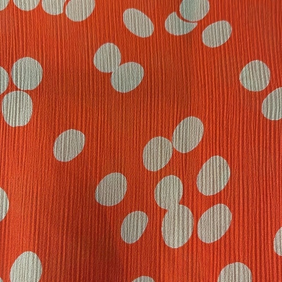 Evan Picone capped sleeved orange sheer blouse with tan polka dots. Size 16W - Picture 7 of 7